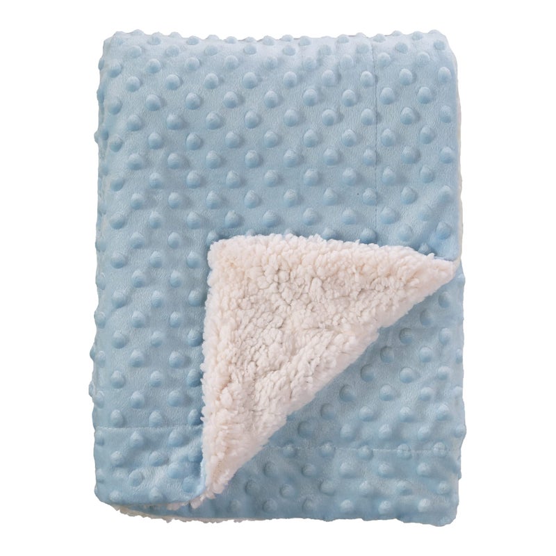 CREVENT Cozy Fuzzy Fluffy Soft Lightweight Warm Minky +Sherpa Backing Baby Throw Blanket for Infant Toddler Crib Cot Stroller Gifts for Baby Boys, Girls Winter All Season Use (30''X40'' Blue dot) - Image 1