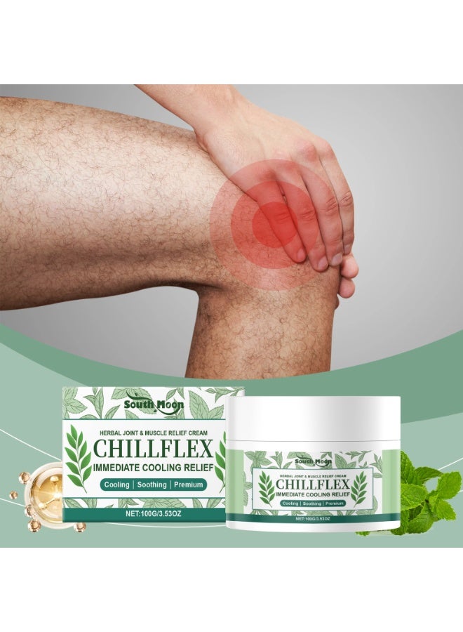 ساوث مون Chillflex Menthol Soothing Cream ، كريم تبريد فوري لتخفيف الشعر - جل منثول عشبي مهدئ ، كريمات تخفيف سريعة المفعول لعدم الراحة في العضلات والمفاصل ، أنشطة المفاصل في جميع أنحاء الجسم 100 غرام - Image 2
