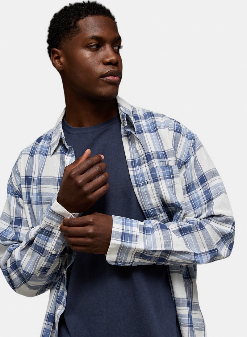 American Eagle AE Relaxed Linen-Blend Button-Up Shirt - Image 1