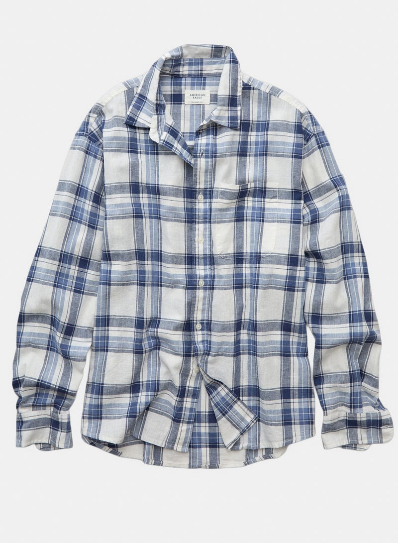 American Eagle AE Relaxed Linen-Blend Button-Up Shirt - Image 3