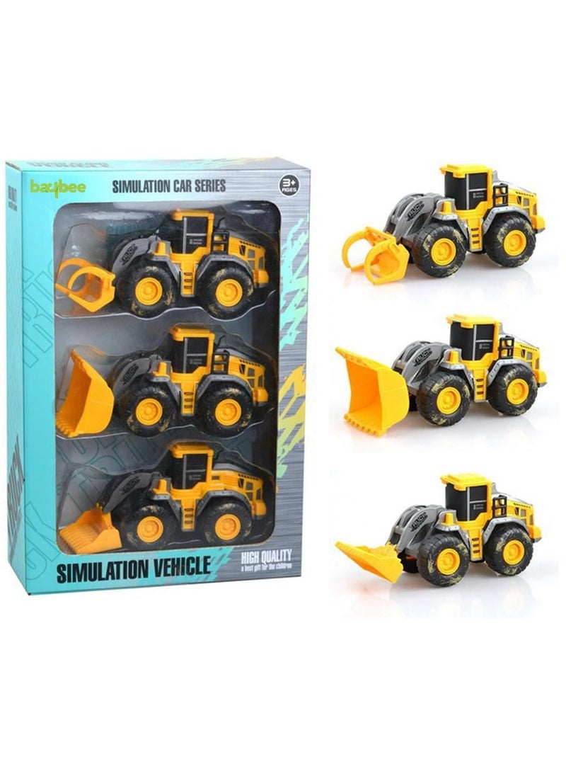 BAYBEE Baybee Kids Truck Toys Friction Powered Push and Go Construction Truck Toys -  Push Pull Toy Vehicles Playset for Babies - Engineering Pretend Play Car Toys - 2 years an up - Set of 3  - Image 1