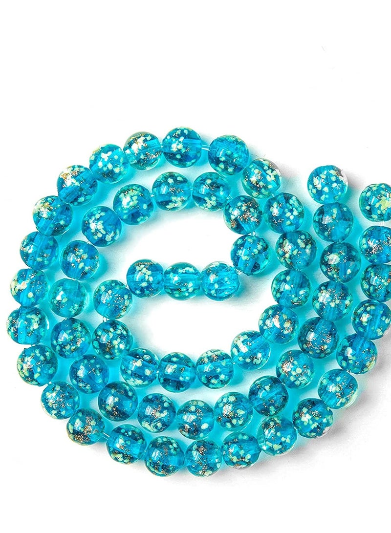 SOLARAE 50Pcs Luminous Glass Beads 8Mm Round Glow Crystal Loose With Rope For Friendship Jewelry Making In The Dark Gold Sand Round - Image 4