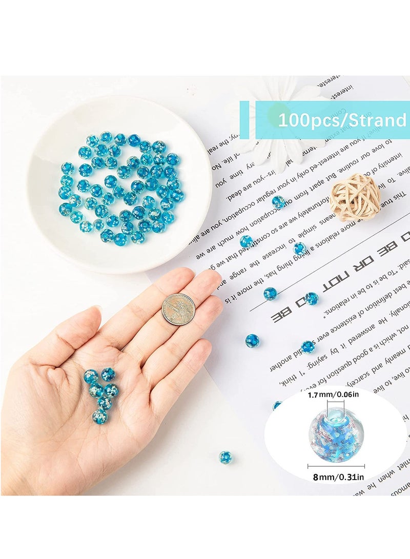 SOLARAE 50Pcs Luminous Glass Beads 8Mm Round Glow Crystal Loose With Rope For Friendship Jewelry Making In The Dark Gold Sand Round - Image 3