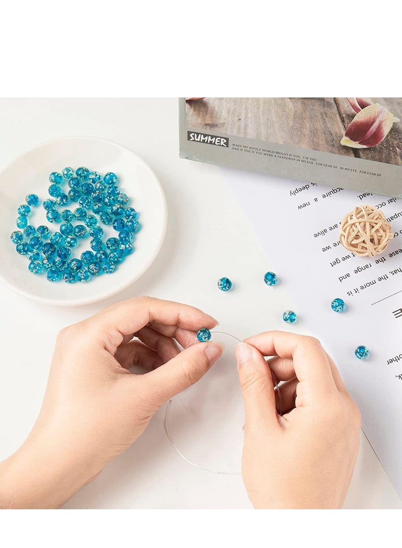 SOLARAE 50Pcs Luminous Glass Beads 8Mm Round Glow Crystal Loose With Rope For Friendship Jewelry Making In The Dark Gold Sand Round - Image 2