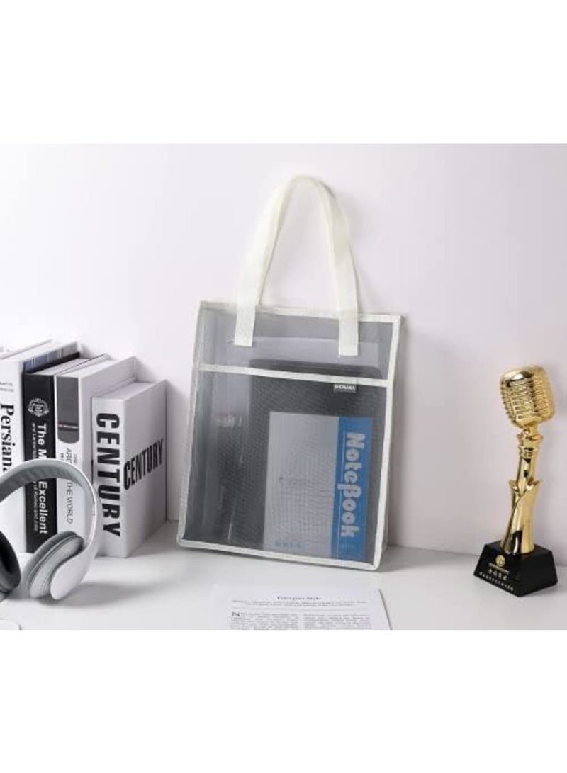 Document Bag with Handle, Transparent mesh Document Bag, can Store A4 Size documents, PVC Receipt Holder, no Zipper Design, Provide Storage Space for Office, School and Family Travel - Image 2