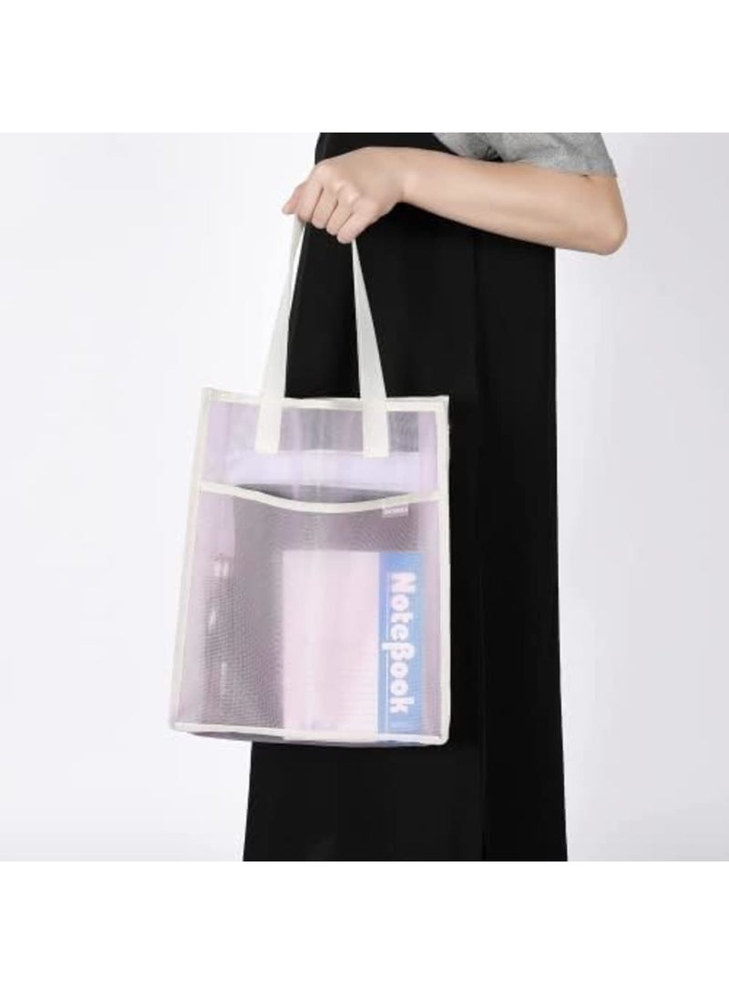 Document Bag with Handle, Transparent mesh Document Bag, can Store A4 Size documents, PVC Receipt Holder, no Zipper Design, Provide Storage Space for Office, School and Family Travel - Image 5