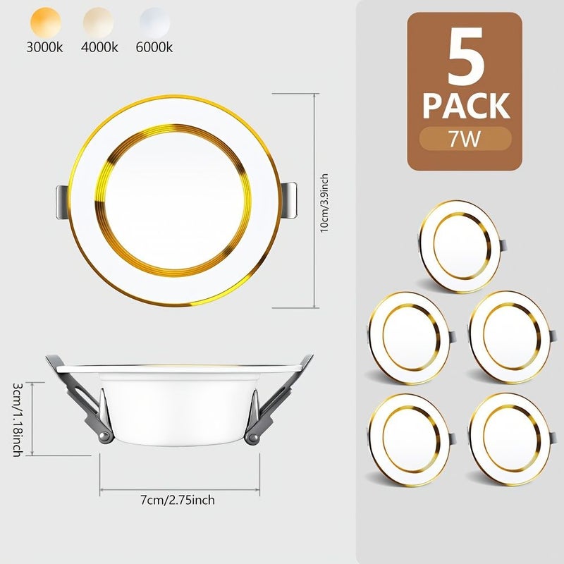 Kasotile 5 Pack 4 Inch LED Recessed Lighting 3CCT Ultra Thin Canless Wafer Ceiling Light 7 Watt 700 Lumens Dimmable High Brightness - Image 1