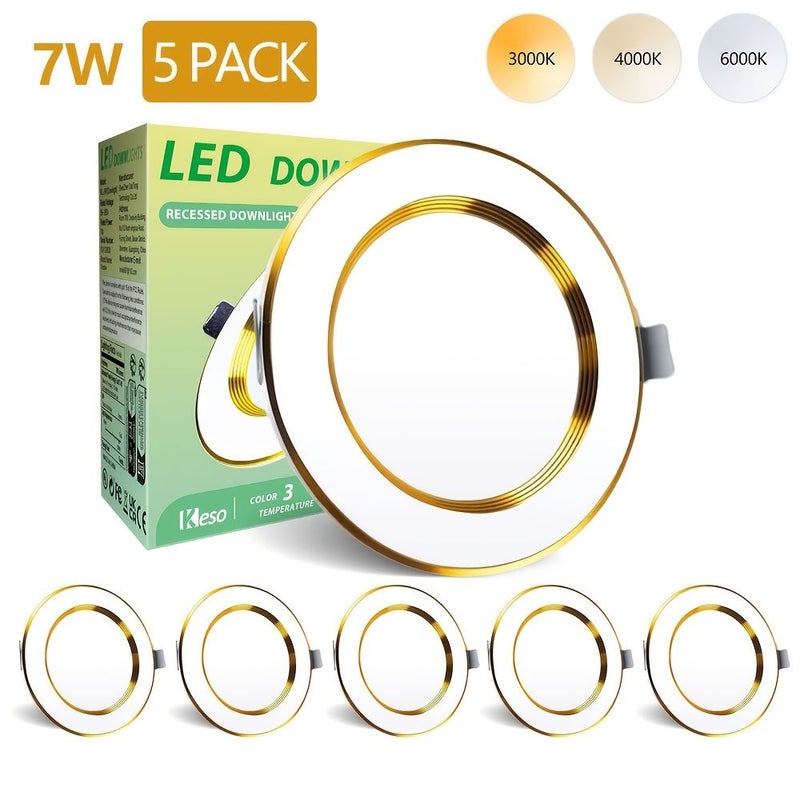 Kasotile 5 Pack 4 Inch LED Recessed Lighting 3CCT Ultra Thin Canless Wafer Ceiling Light 7 Watt 700 Lumens Dimmable High Brightness - Image 3