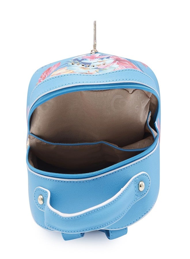 Caprese Renee Casual Backpack, Medium | Stylish Floral Priny Backpack for Women with Adjustable Shoulder Strap & Secure Zip Closure | for Everyday Outings and Travel | The Kiara Collection (Blue) - Image 4