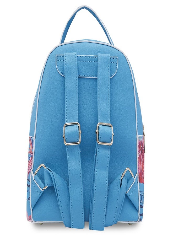 Caprese Renee Casual Backpack, Medium | Stylish Floral Priny Backpack for Women with Adjustable Shoulder Strap & Secure Zip Closure | for Everyday Outings and Travel | The Kiara Collection (Blue) - Image 2