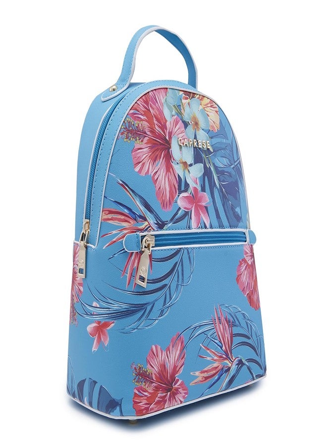 Caprese Renee Casual Backpack, Medium | Stylish Floral Priny Backpack for Women with Adjustable Shoulder Strap & Secure Zip Closure | for Everyday Outings and Travel | The Kiara Collection (Blue) - Image 5