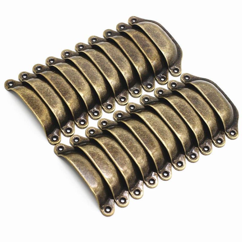 WEICHUAN 20PCS Antique Bronze Iron Drawer Knobs Pulls Handles - Vintage Kitchen Cabinets Furniture Wardrobe Medicine Pull Handle (Length: 96mm Width: 30mm) - Image 1