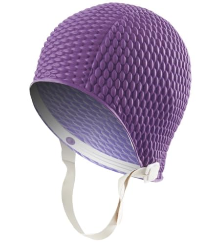 Sporti Bubble Swim Cap with Chin Strap Dark Purple - Image 1
