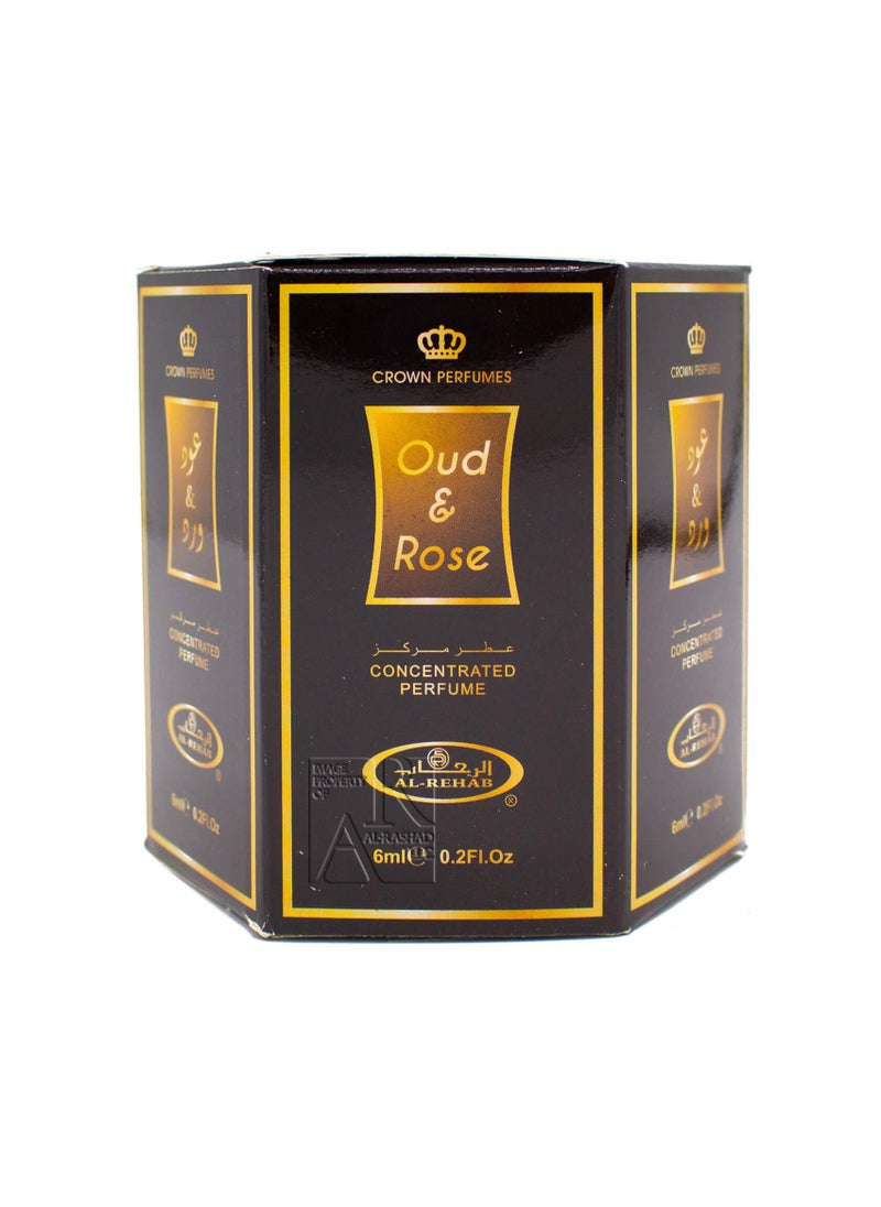 Al Rehab perfumes Oud And Rose Concentrated Perfume Oil 6ml (Pack of 6)  - Image 1