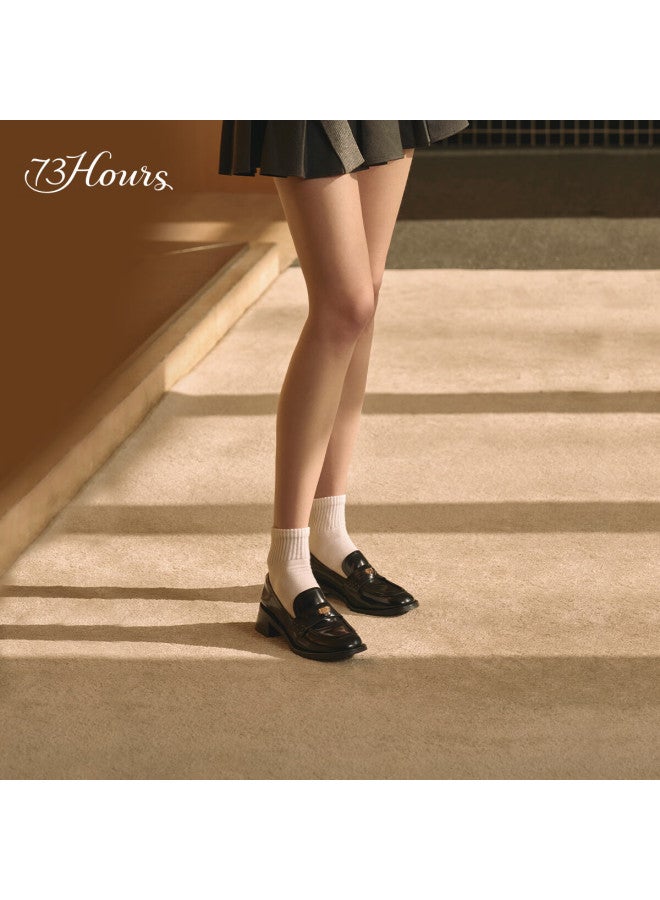 73hours Difficult To Coax Zhang Ruonan Same Style Women's Shoes Wind Whistle Chapter New Gold Coin Le Fu Shoes Thick Heel Small Leather Shoes - Image 4
