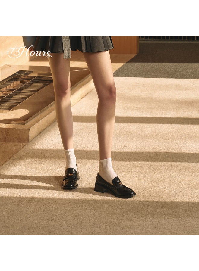 73hours Difficult To Coax Zhang Ruonan Same Style Women's Shoes Wind Whistle Chapter New Gold Coin Le Fu Shoes Thick Heel Small Leather Shoes - Image 5