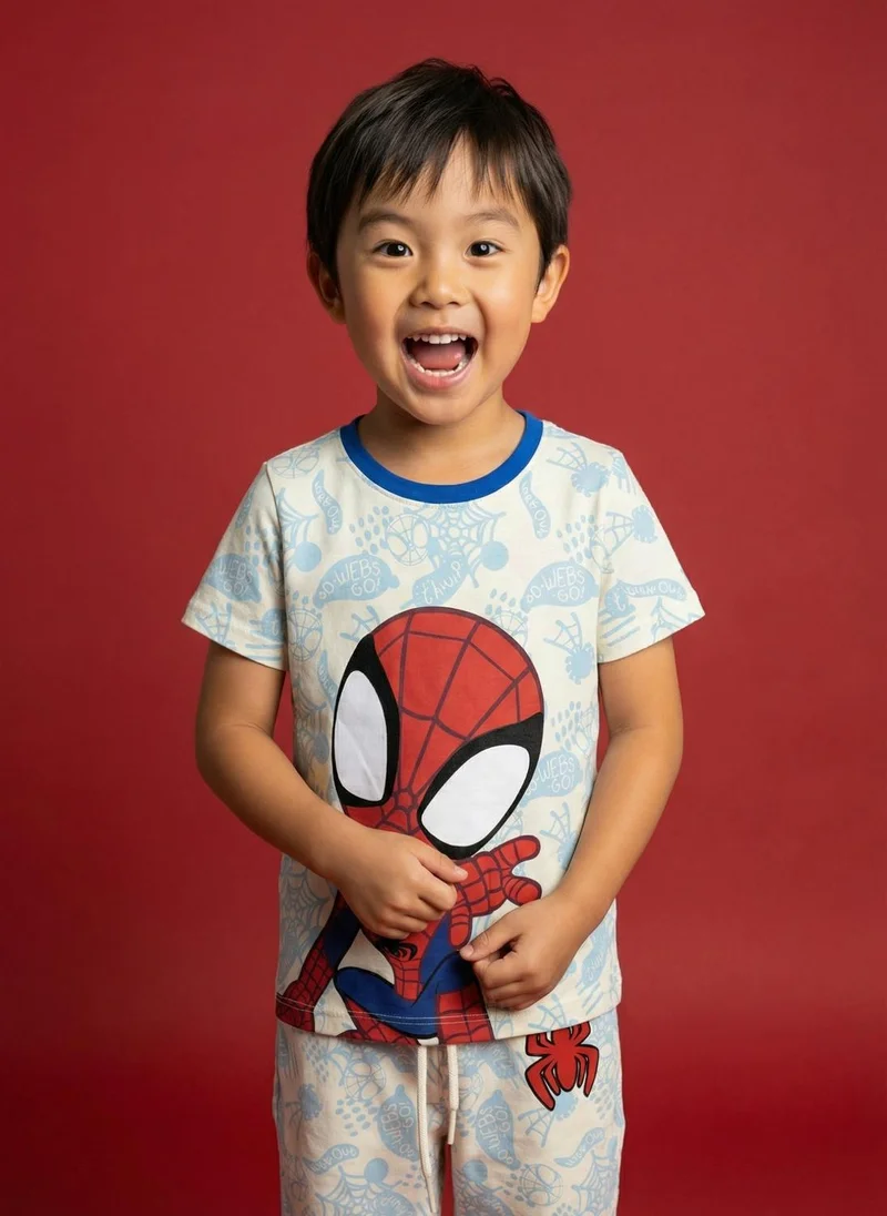 Nautinati Nautinati Boys' Marvel Spiderman 100% cotton Printed  T-shirt with Joggers Night Suit