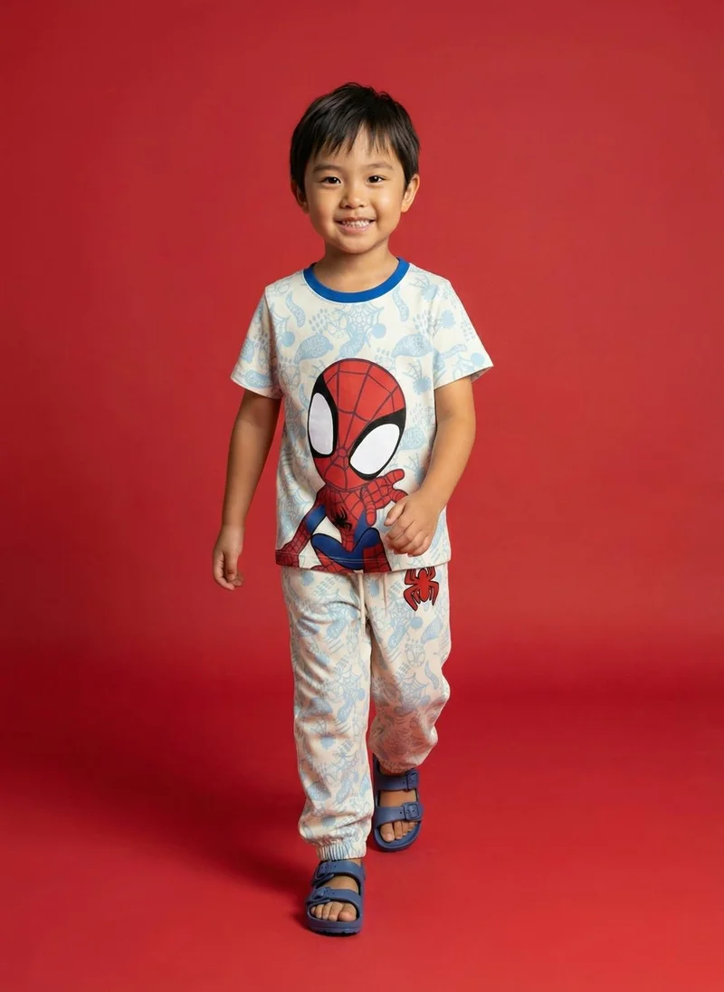 Nautinati Nautinati Boys' Marvel Spiderman 100% cotton Printed  T-shirt with Joggers Night Suit