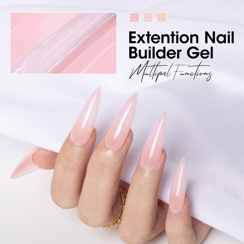 GELLEN Builder Gel Kit - Nail Extension Gel Nude Pinks White Light Orange Builder Nail Gel Kit 4 Colors Hard Nail Gel Builder 15ml - Image 4