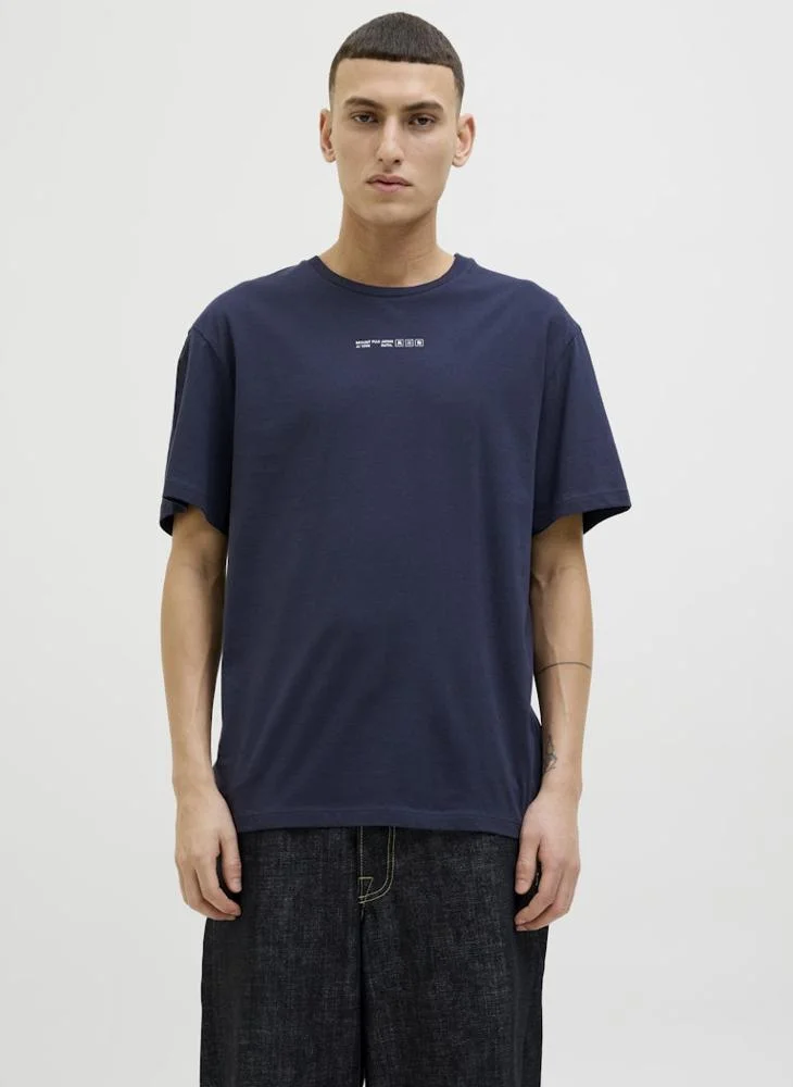 جاك اند جونز Jjjayce Chest Print Crew Neck T-Shirt