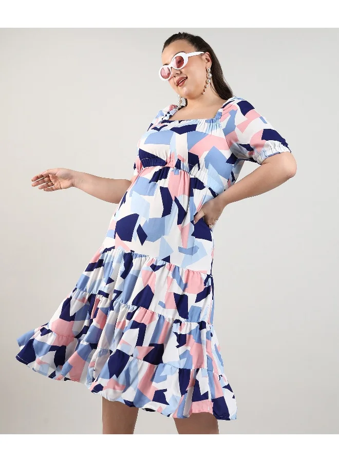 انستافاب بلس فستان نسائي متوسط ​​الطول متعدد الألوان