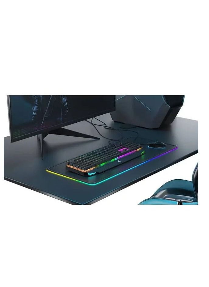 porodo - Mechanical Gaming Keyboard Ultra With Rainbow Lighting And Aluminum Panel, Outemu Mechanical Red Switch, 1.8m Braided USB-A Cable 104 Keys US + Arabic, 100 Million Clicks, 17 Light Effects - Gray - Image 1