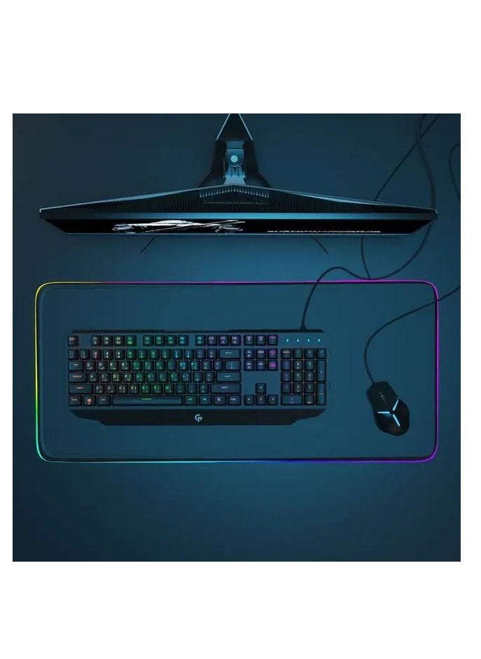 porodo - Mechanical Gaming Keyboard Ultra With Rainbow Lighting And Aluminum Panel, Outemu Mechanical Red Switch, 1.8m Braided USB-A Cable 104 Keys US + Arabic, 100 Million Clicks, 17 Light Effects - Gray - Image 1