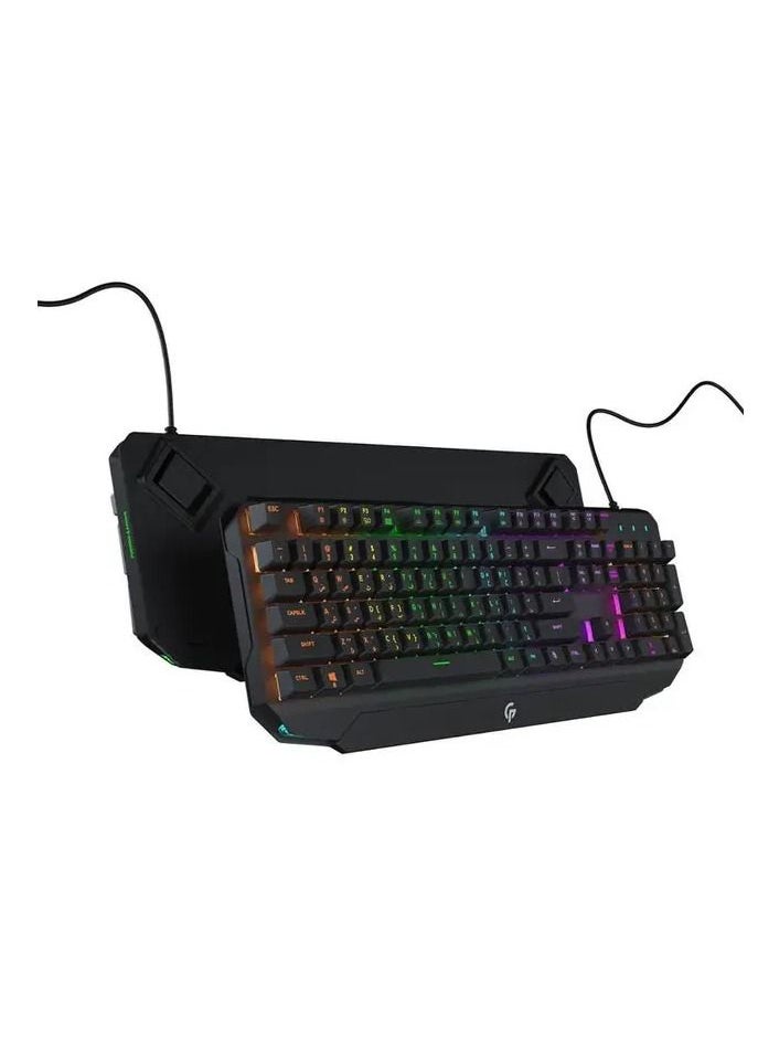porodo - Mechanical Gaming Keyboard Ultra With Rainbow Lighting And Aluminum Panel, Outemu Mechanical Red Switch, 1.8m Braided USB-A Cable 104 Keys US + Arabic, 100 Million Clicks, 17 Light Effects - Gray - Image 1