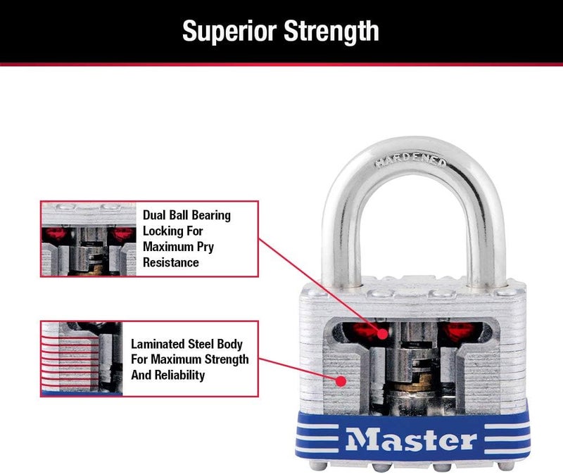 MasterLock 5T Outdoor Padlock with Key, 2 Pack Keyed-Alike, Silver - Image 5