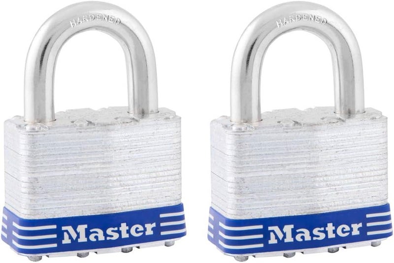 MasterLock 5T Outdoor Padlock with Key, 2 Pack Keyed-Alike, Silver - Image 1