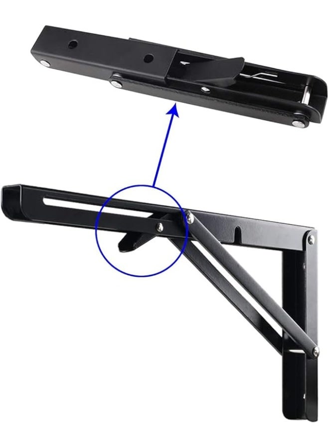 DUNISO 2 Pcs Folding Shelf Brackets,Heavy Duty Stainless Steel,Wall Mounted Shelf Bracket,Space Saving,Sturdy and Durable,for Table Work Bench,16 inch - Image 4