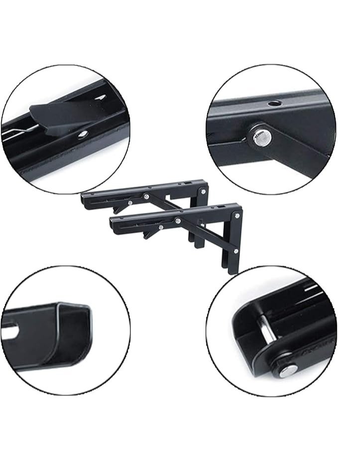 DUNISO 2 Pcs Folding Shelf Brackets,Heavy Duty Stainless Steel,Wall Mounted Shelf Bracket,Space Saving,Sturdy and Durable,for Table Work Bench,16 inch - Image 3