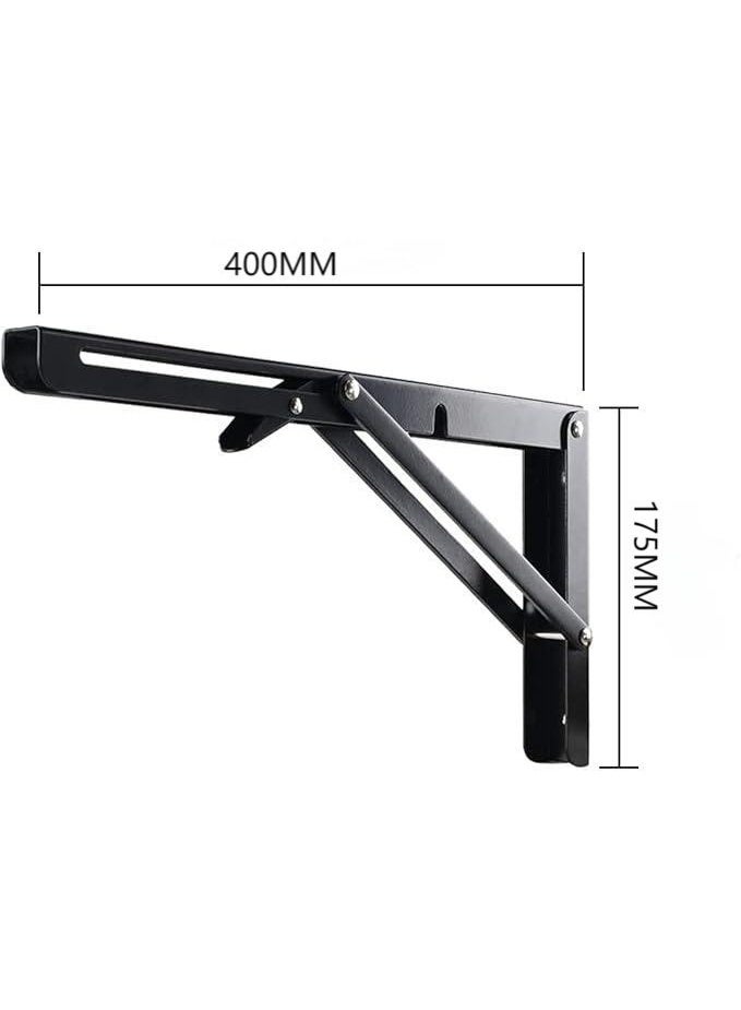 DUNISO 2 Pcs Folding Shelf Brackets,Heavy Duty Stainless Steel,Wall Mounted Shelf Bracket,Space Saving,Sturdy and Durable,for Table Work Bench,16 inch - Image 2