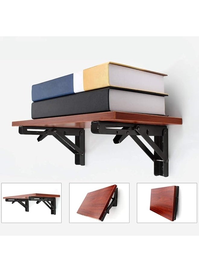 DUNISO 2 Pcs Folding Shelf Brackets,Heavy Duty Stainless Steel,Wall Mounted Shelf Bracket,Space Saving,Sturdy and Durable,for Table Work Bench,16 inch - Image 5