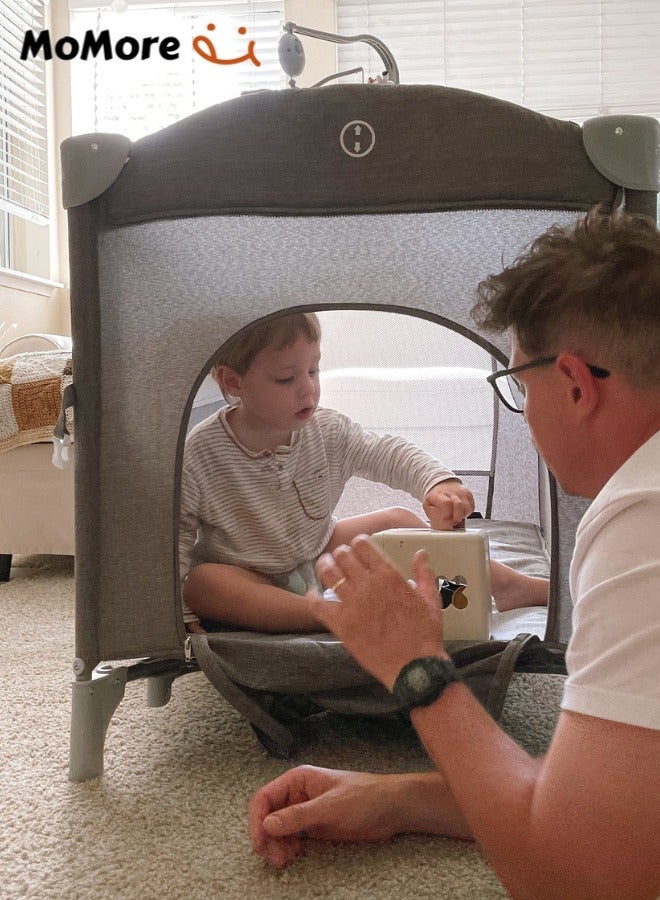 Momore Portable Baby Bed 5 in 1 Foldable Baby Crib with Mattress, Travel Bassinet for Newborn to Toddler, Multi-functional Bedside Crib with Changing Table and Wheels - Image 3