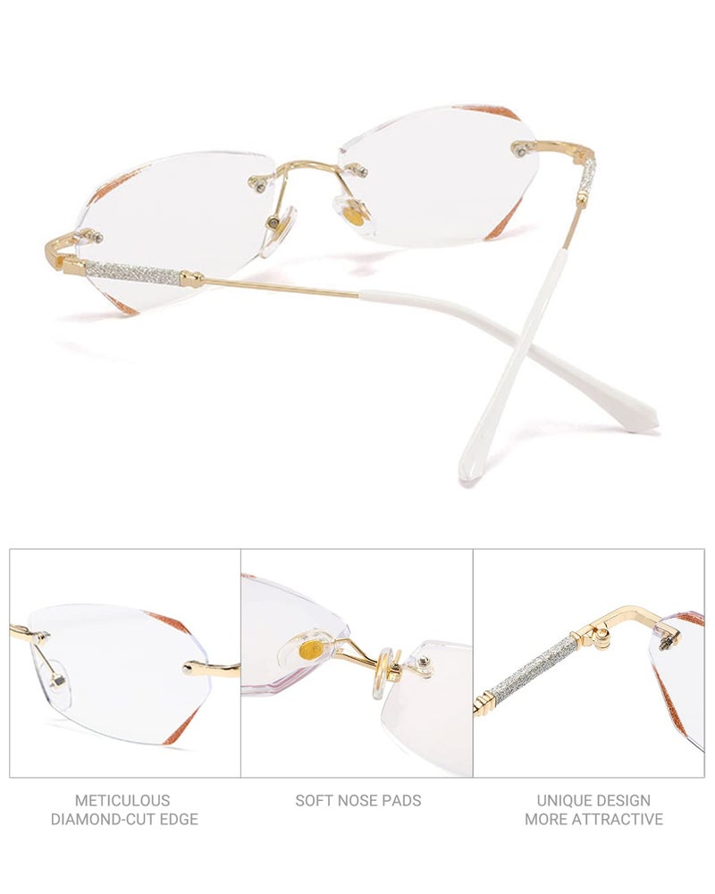LUFF Rimless Reading Glasses for Women,Fashion Lightweight Anti Blue Light Readers Classic Metal Comfortable Frame glasses（Gold,1.0X - Image 5