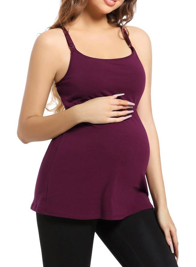 SUIEK Women's Nursing Tank Top Cami Maternity Bra Breastfeeding Shirts (Medium, Black+Burgundy+Grey Print) - Image 3