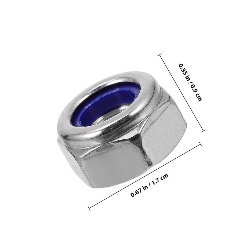 15pcs M10 Nylon Lock Nuts Thread Nuts 304 Stainless Steel Hex Locknuts 17mm Width Fastening for Machinery and Lamp Parts - Image 2