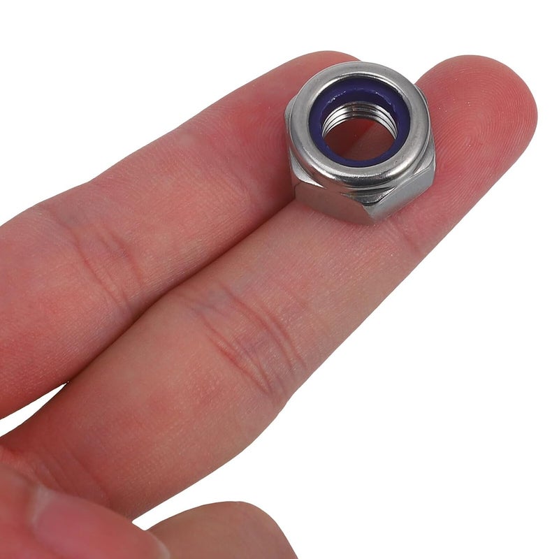 15pcs M10 Nylon Lock Nuts Thread Nuts 304 Stainless Steel Hex Locknuts 17mm Width Fastening for Machinery and Lamp Parts - Image 4