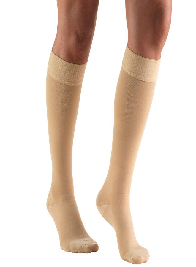 Truform 20-30 mmHg Compression Stockings for Men and Women, Knee High Length, Dot Top, Closed Toe, Beige, Large (8864BG-L) - Image 1
