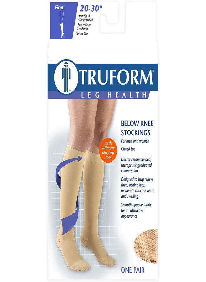 Truform 20-30 mmHg Compression Stockings for Men and Women, Knee High Length, Dot Top, Closed Toe, Beige, Large (8864BG-L) - Image 4