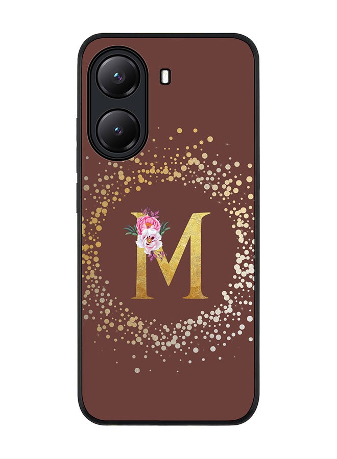 Stylizedd For Xiaomi Poco X7 Pro 5G Case,Slim fit Camera Protection, Shockproof Thin Phone cover  - Custom Monogram Floral - M  (Brown ) - Image 1