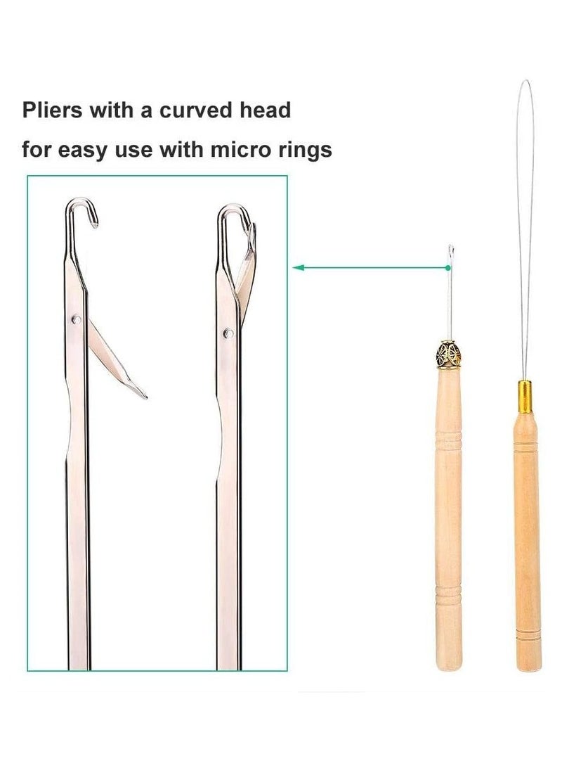 إستيل عدة وصلات شعر مستعار مجموعة كماشة رأس حلقي مع 500 قطعة ملحقات إطالة الشعر من حلقات صغيرة (أسود) - Image 5