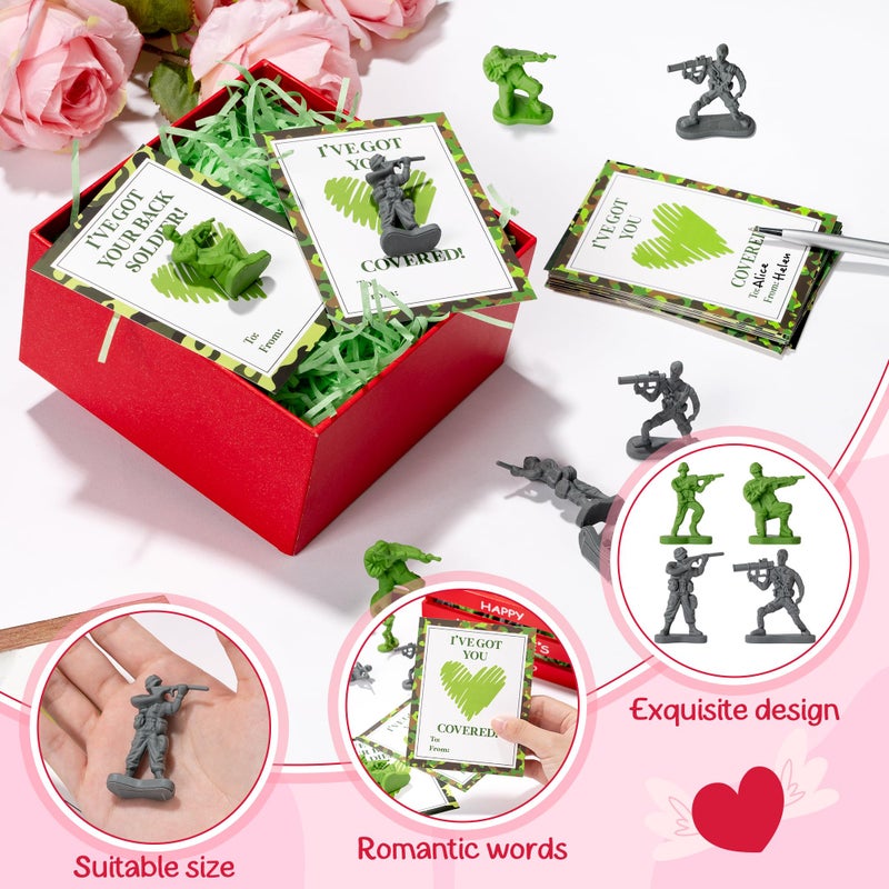 CPicdn 32 Pack Valentineâ€™s Day Army Card Soldier Eraser for Kids Bulk Cute Pencil Erasers Soldier Figures with Valentine Gift Cards for Kids Classroom Prizes Exchange Party Favor - Image 3