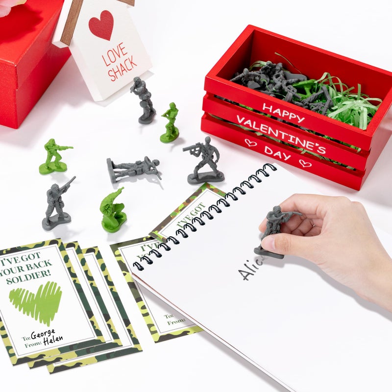 CPicdn 32 Pack Valentineâ€™s Day Army Card Soldier Eraser for Kids Bulk Cute Pencil Erasers Soldier Figures with Valentine Gift Cards for Kids Classroom Prizes Exchange Party Favor - Image 5