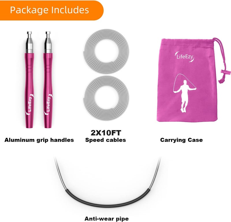 LIFEEZY Jump Rope, High Speed Weighted Jump Rope - Premium Quality Tangle-Free - Self-Locking Screw-Free Design - Jump Ropes for Fitness - Skipping Rope for Workout Fitness, Crossfit & Home Exercises - Image 2