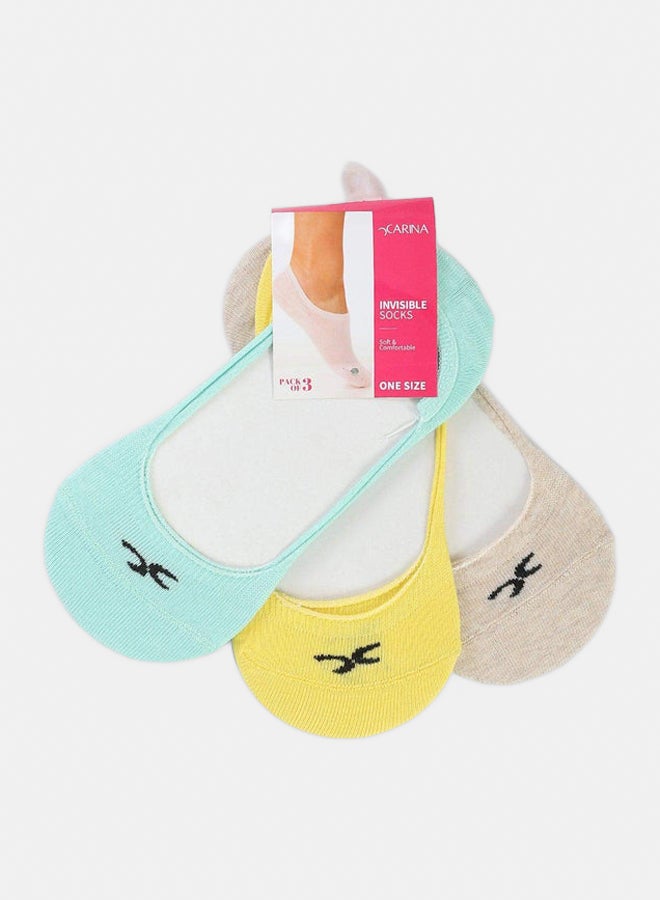 Carina Invisible Cotton Socks - 3 Pairs - Image 1