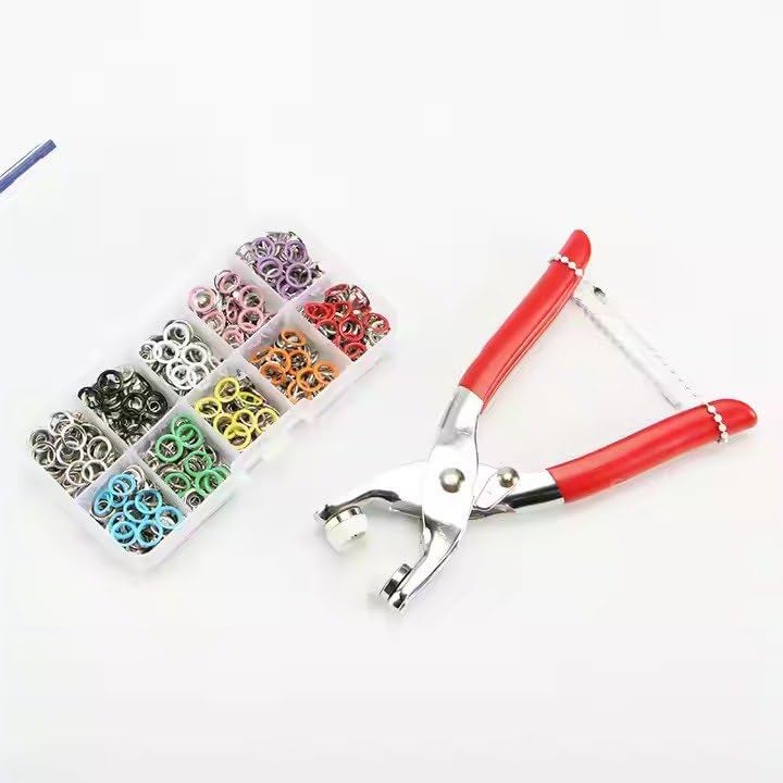Kunji Snaps Buttons Fasteners Kit Tool for Sewing and Crafting Metal Prong Hollow Snaps and Solid Snaps Buttons with Fastener Pliers Press Tool Kit - Image 1