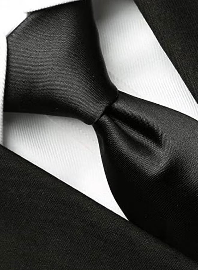 ربطة عنق رجالي من الساتان بلون واحد من قطعتين، عرض عادي ورفيع - Image 5