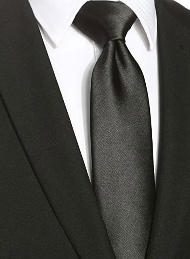 ربطة عنق رجالي من الساتان بلون واحد من قطعتين، عرض عادي ورفيع - Image 3